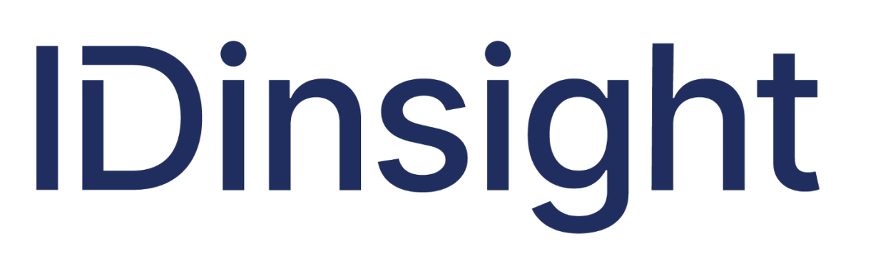 IDinsight logo showing the navy blue writing “IDinsight” on a white background.